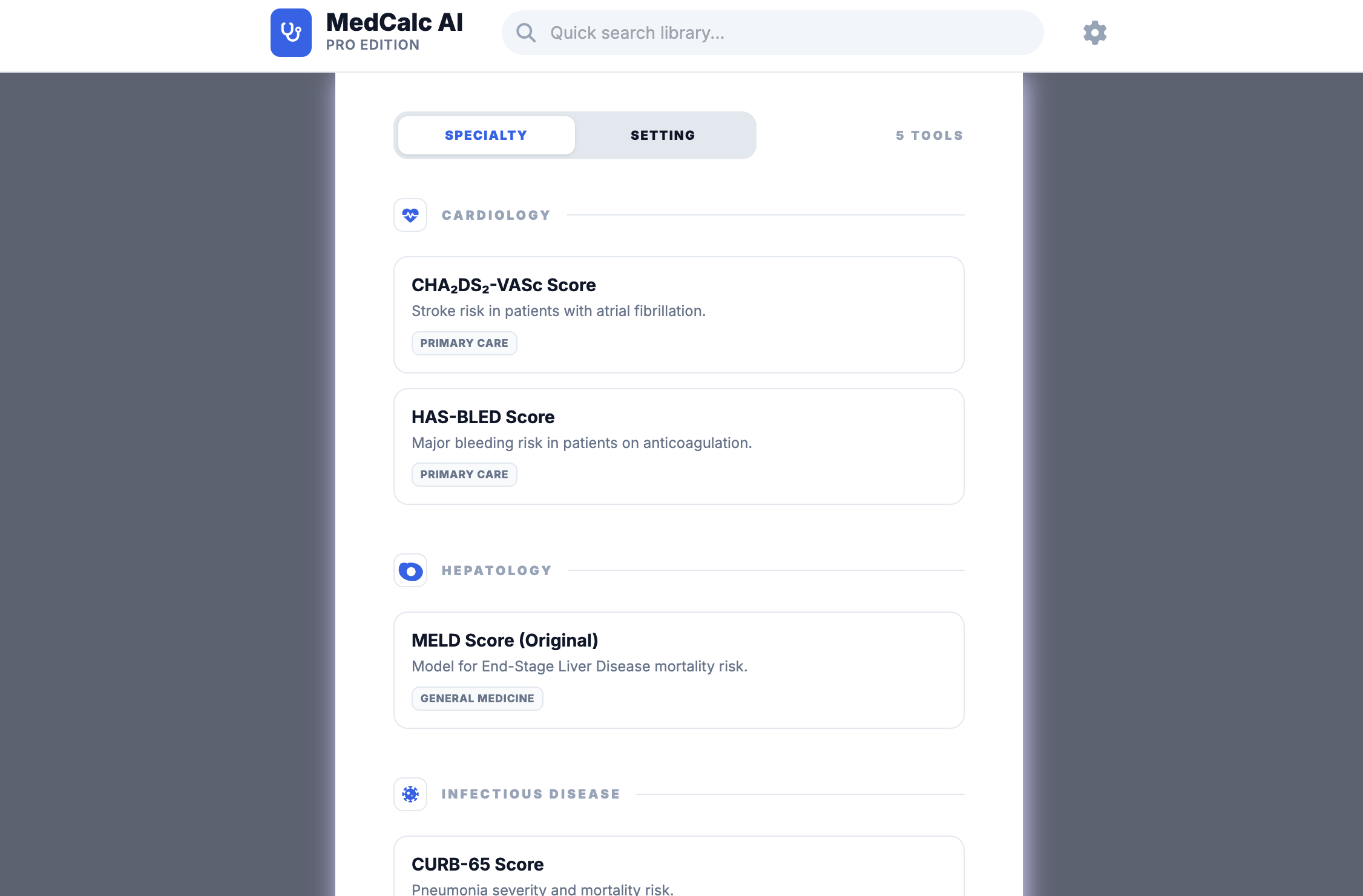 MedCalc AI Pro Interface